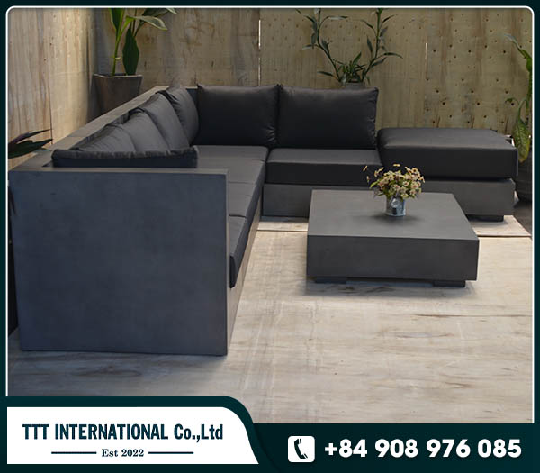 Slate GRC concrete corner sofa outdoor garden furniture set